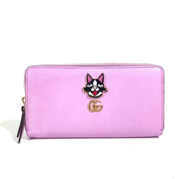 GUCCI 499337 GG Marmont Bosco Long wallet Zip Around Long Wallet Leather pink - Picture 1 of 14